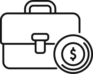 Sticker - Line art icon of a business case earning money, representing a successful business or investment