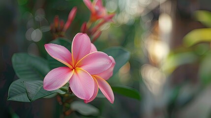 Poster - Pink Frangipani Flower in Bloom