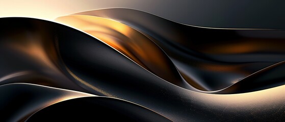 Wall Mural - Abstract Black and Gold Wavy Design