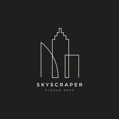 Wall Mural - building skyscraper line logo design vector