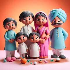 Wall Mural - A cute Indian family, A cute family, dolls, 