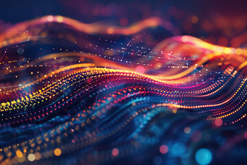 Wall Mural - technology abstract background with colorful digital line dots