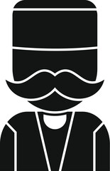 Wall Mural - Black and white illustration of a turkish man wearing traditional clothes and hat with a big mustache