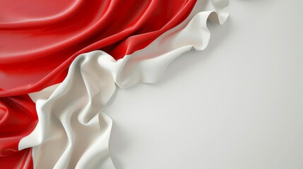 Poster - Red and White Fabric Draped on a Grey Surface