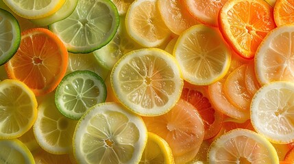 Wall Mural - Citrus Fruit Slices, A Vibrant Display of Yellow, Orange, and Green