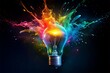 © Bounpaseuth - Creative light bulb explodes with colorful paint and splashes on a black background. Think differently creative idea concept