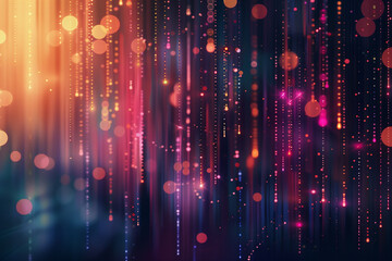 Wall Mural - technology abstract background. digital line dots and colorful bokeh