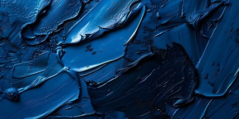 Wall Mural - Blue and Black Abstract Oil Paint Strokes for Printed Marketing Materials. Concept Abstract Art, Oil Painting, Blue Theme, Black Theme, Printed Materials