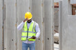 © JU.STOCKER - Engineer man in hardhats working at construction site, Foreman checking project at the precast concrete factory site