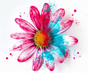 Wall Mural - A pink and blue flower with powder on it.