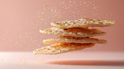 naan sliced separated pastel color background