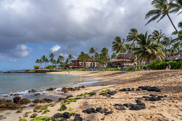 Poipu Beach Park, Koloa, Kauai South Shore，Hawaii.