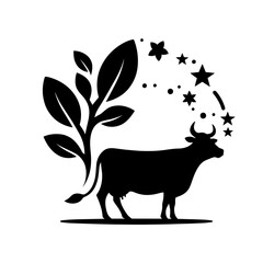 Wall Mural - silhouette logo Cow