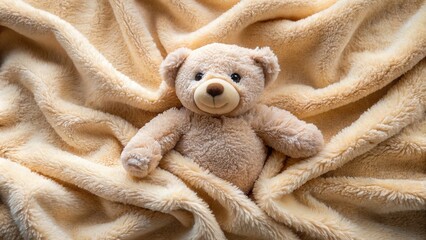 soft beige cuddle teddy bear fabric stretched out as a background, featuring a plush texture and gen