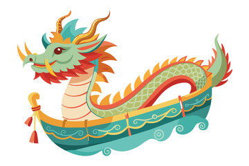 A beautiful chinese dragon boat in pastel colors vector