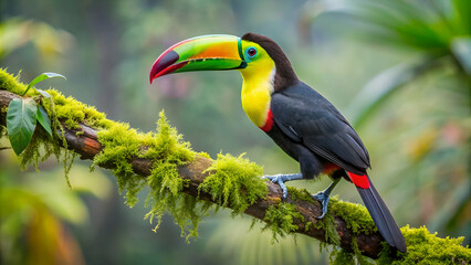 Keel-billed Toucan (Ramphastos sulfuratus). Colorful and exotic bird