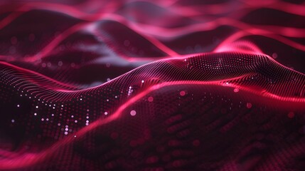 Sticker - Waves of light fabric with nano structure in future, abstract cyber data background. Concept of digital ai technology, futuristic tech material, nanotechnology