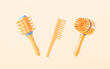 © 婷婷 季 - Cartoon various barber's combs, hairdressing and beauty, 3d rendering.