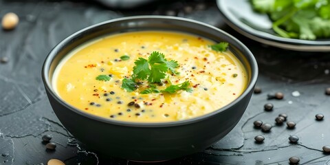 Canvas Print - Creamy North Indian Dal with Black Lentils, Kidney Beans, and Spices. Concept Indian Cuisine, Lentil Recipes, Vegetarian Meals, Flavorful Spices