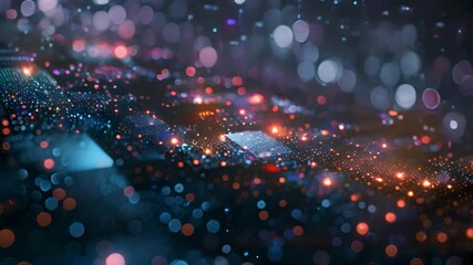 Poster - A digital abstract image featuring a network of glowing lights and squares, creating a sense of depth and connection.