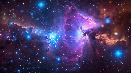 Wall Mural - Purple and blue stars in a space background