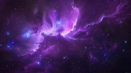 Canvas Print - Purple and blue stars in a space background