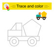 © Faziljan - Trace and color for children. Preschool worksheet for practicing fine motor skills. Cartoon truck.