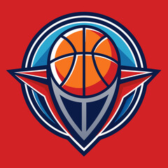 Wall Mural - basketball team logo design illustration on solid background