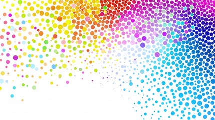 Wall Mural - a vibrant background of colorful bright dots in a spectrum of rainbow hues, arranged in a random sca