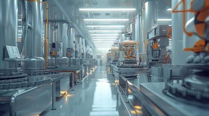 Aufkleber - An industrial factory with high-tech equipment and a clean environment. Generative AI.