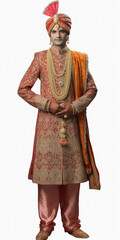 Wall Mural - male Indian model in a traditional wedding costume.