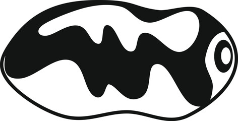 Poster - Simple black and white icon of a spotted fish swimming in side view