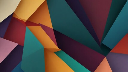 Wall Mural - Embrace simplicity with this captivating abstract background design. A minimalist arrangement of colorful geometric shapes creates a harmonious composition. Generative Ai.