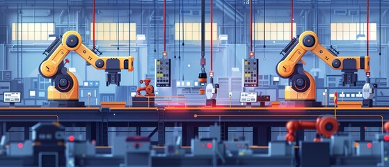 Wall Mural - Technical industrial engineer with robotics programming skills optimizing assembly line operations