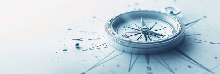 Leinwandbilder - A simple, elegant image of a compass with clear lines on a white background. Ideal for navigation apps and travel services. Generative AI
