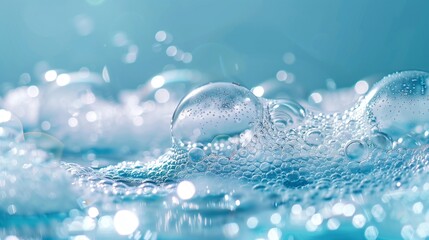 Wall Mural - soapy bubbles on a smooth surface, clean minimalist backdrop, transparent bubbles