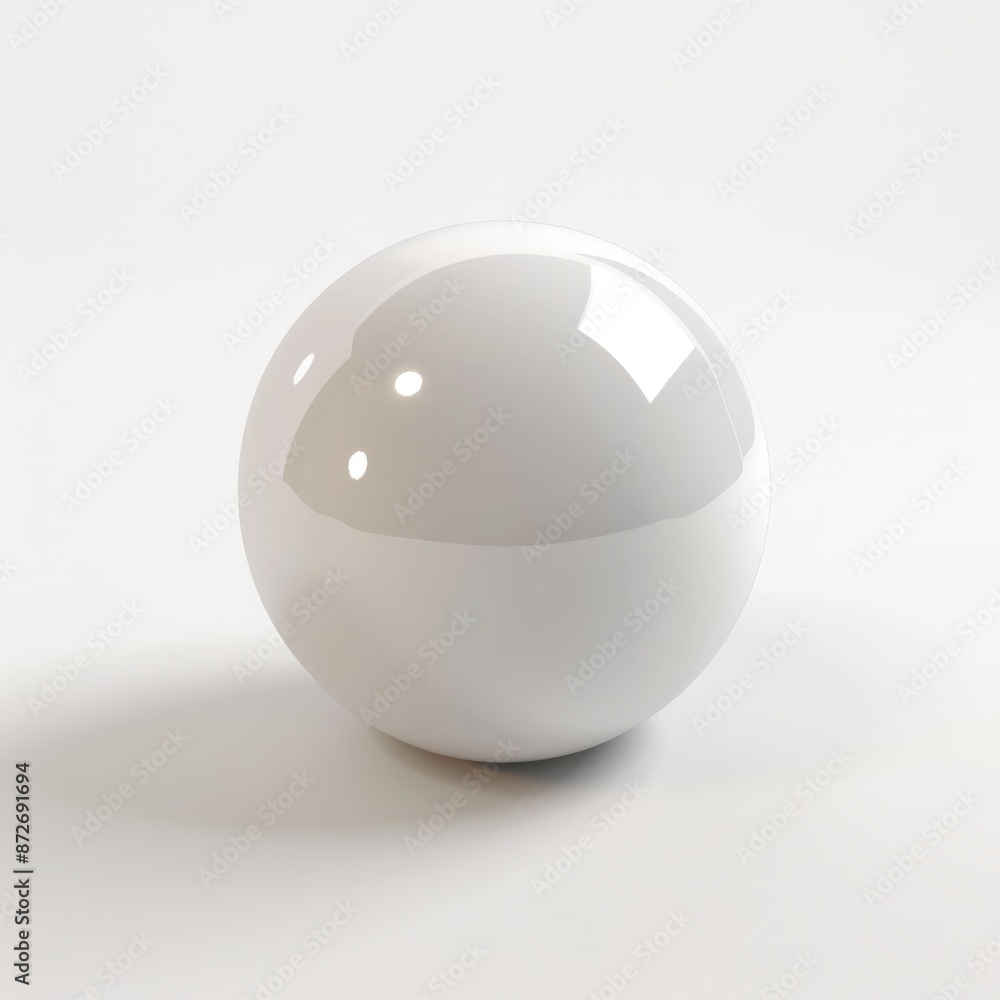 White sphere ball isolated on white background. Glossy ceramic sphere ...