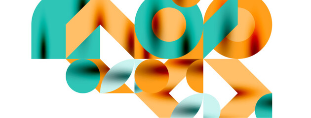 Wall Mural - Circle pattern, round elements with lines and arrows composition for wallpaper, banner, background or landing