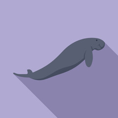 Poster - Dugong is swimming gracefully in the water