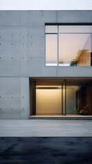 Wall Mural - Stark Minimalist Architectural Facade with Spacious Concrete Garage and Simple Clean Interior