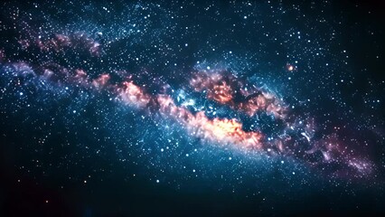 Poster - A stunning view of the Milky Way galaxy at night, showcasing its bright and colorful swirling clouds of gas and dust.