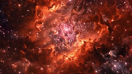 Wall Mural - This orange nebula fills the center of the image, surrounded by a field of stars.