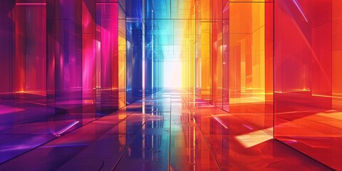 Vibrant glass-like design featuring a spectrum backdrop.