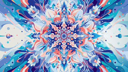 Wall Mural - Vibrant Abstract Floral Kaleidoscope Illustration Design