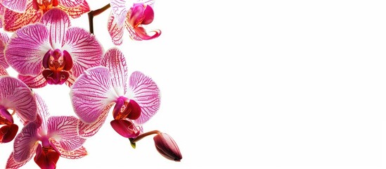 Poster - Copy space image of orchid flowers isolated on a white background.