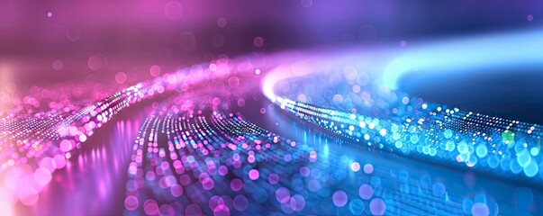 High speed light trails in blue and pink color on a dark background