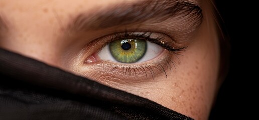 Poster - Closeup of a vibrant green eye with long eyelashes