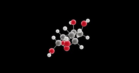 Sticker - Galactose molecule, rotating 3D model of milk sugar, looped video on a black background