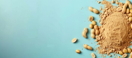 Aufkleber - Roasted Peanuts Powder photography Isolated on pastel background. with copy space image. Place for adding text or design