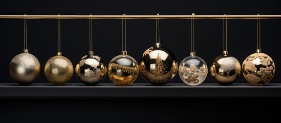 Poster - Christmas decorations including golden globes with space for copying images.